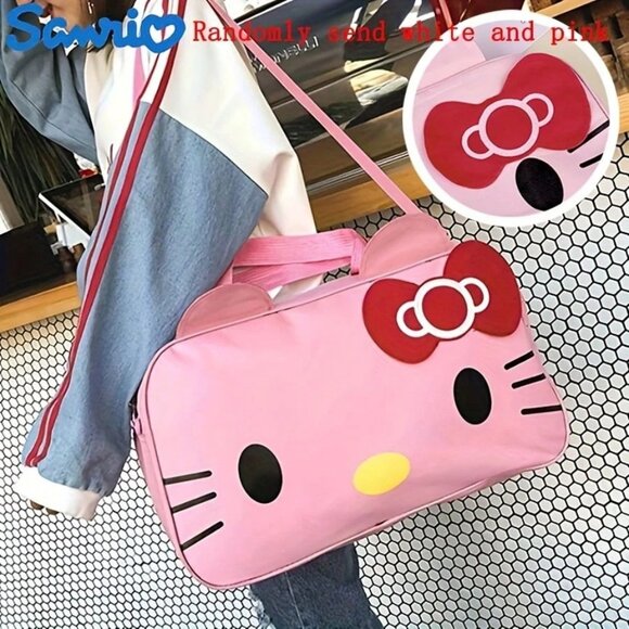 HELLO KITTY Pink Canvas Duffle / Travel Bag (BRAND-NEW & SUPER CUTE!) - Picture 4 of 8